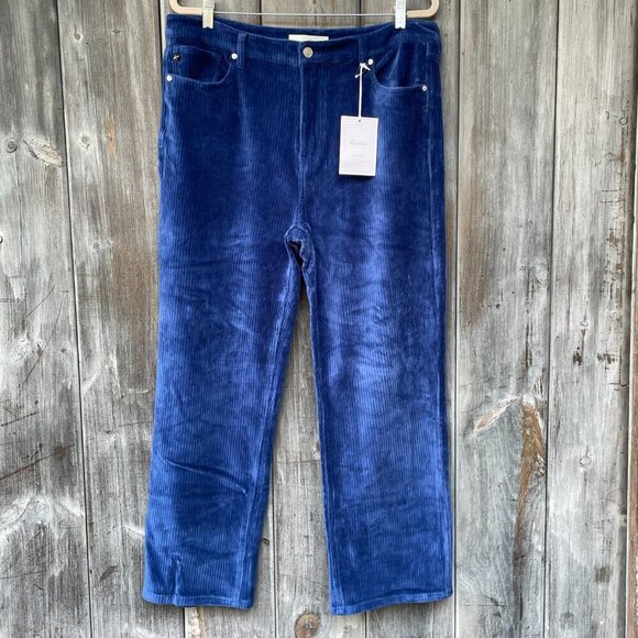 NWT KanCan Navy Blue Corduroy Wide Leg High Rise Boho Pants Size 32 Stretch - Picture 15 of 15